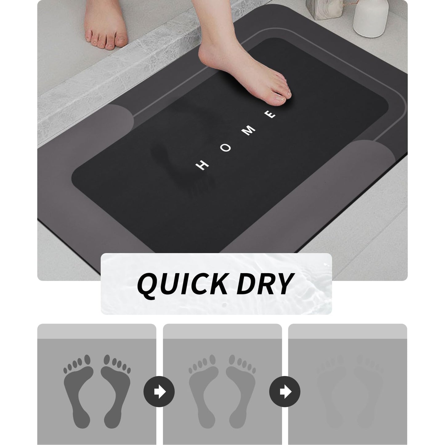 3-Piece Quick-Drying Absorbent Bathroom Mat Set with Non-Slip Rubber Backing