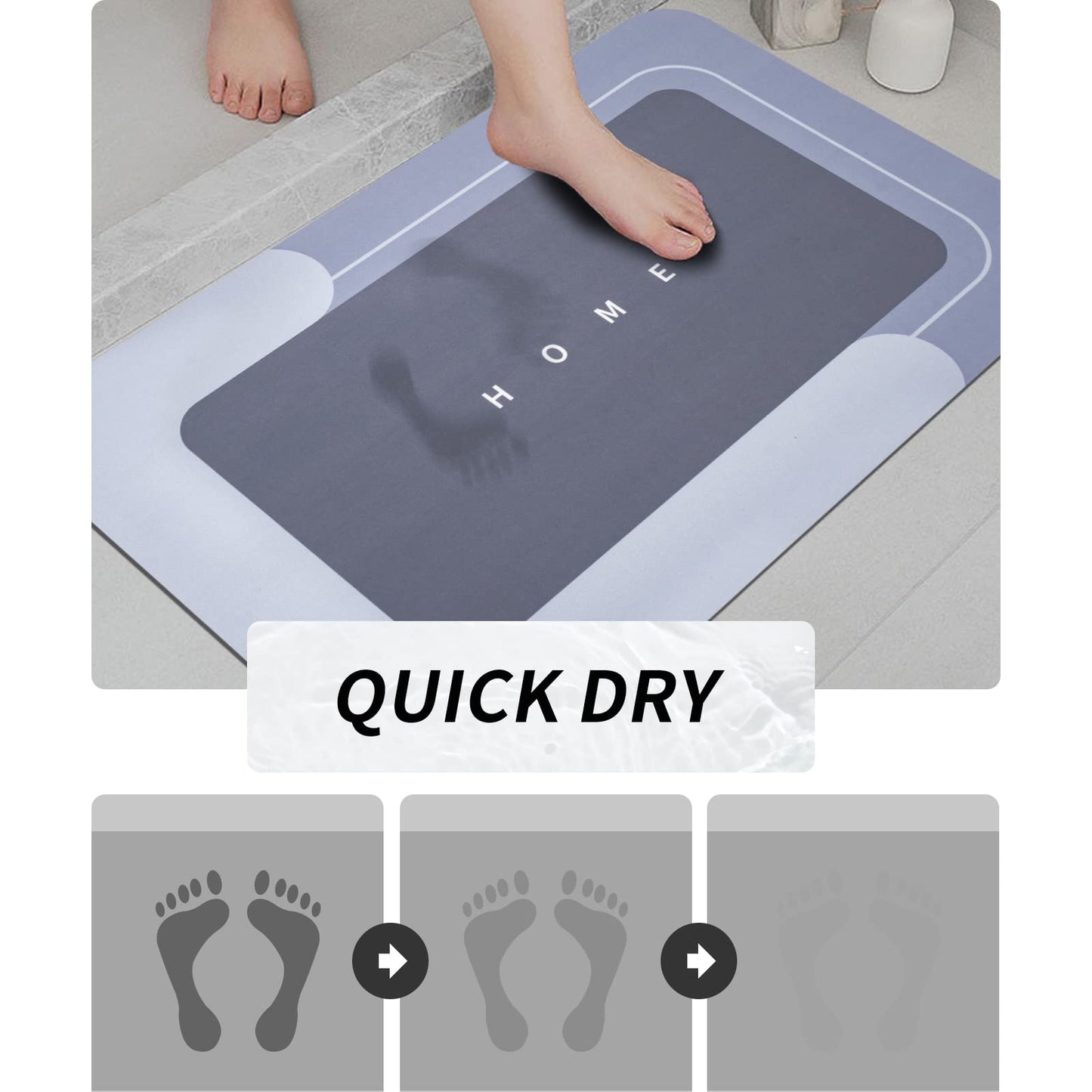 3-Piece Quick-Drying Absorbent Bathroom Mat Set with Non-Slip Rubber Backing