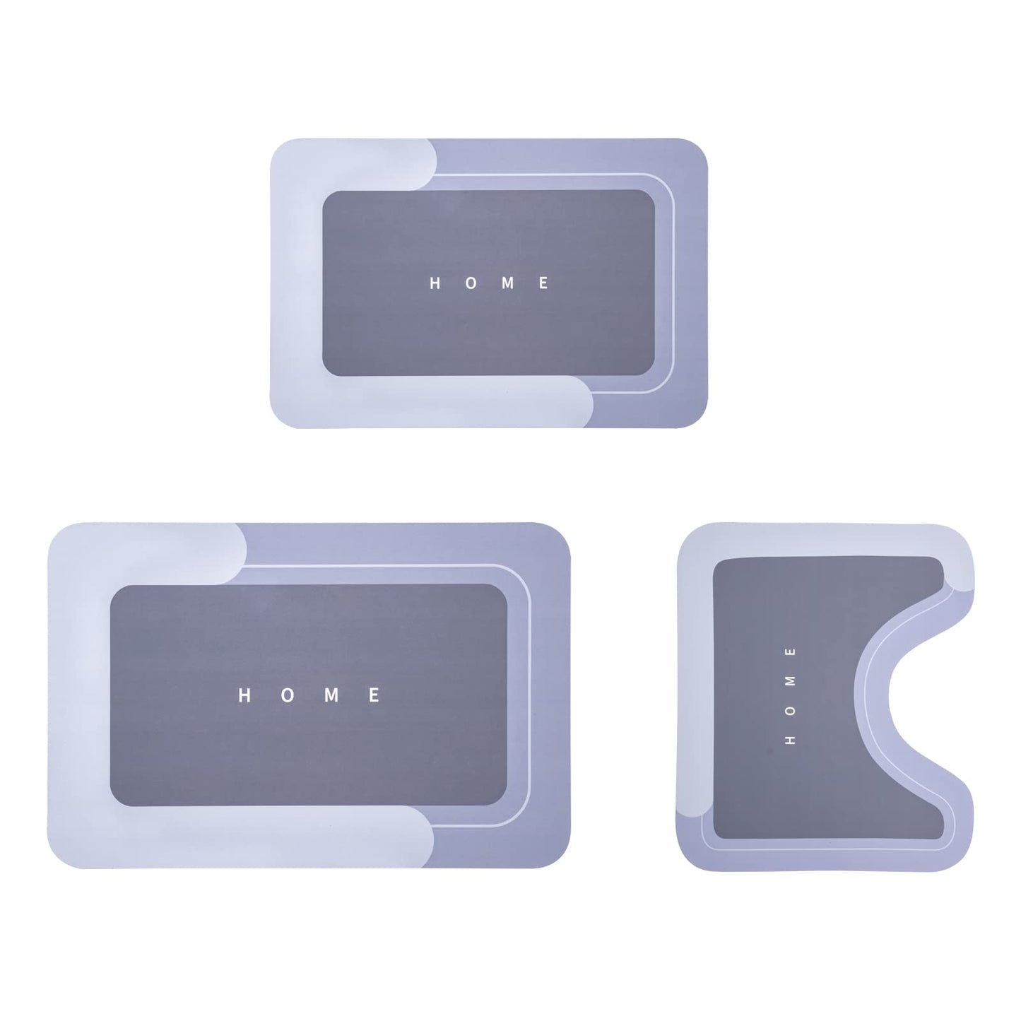 3-Piece Quick-Drying Absorbent Bathroom Mat Set with Non-Slip Rubber Backing