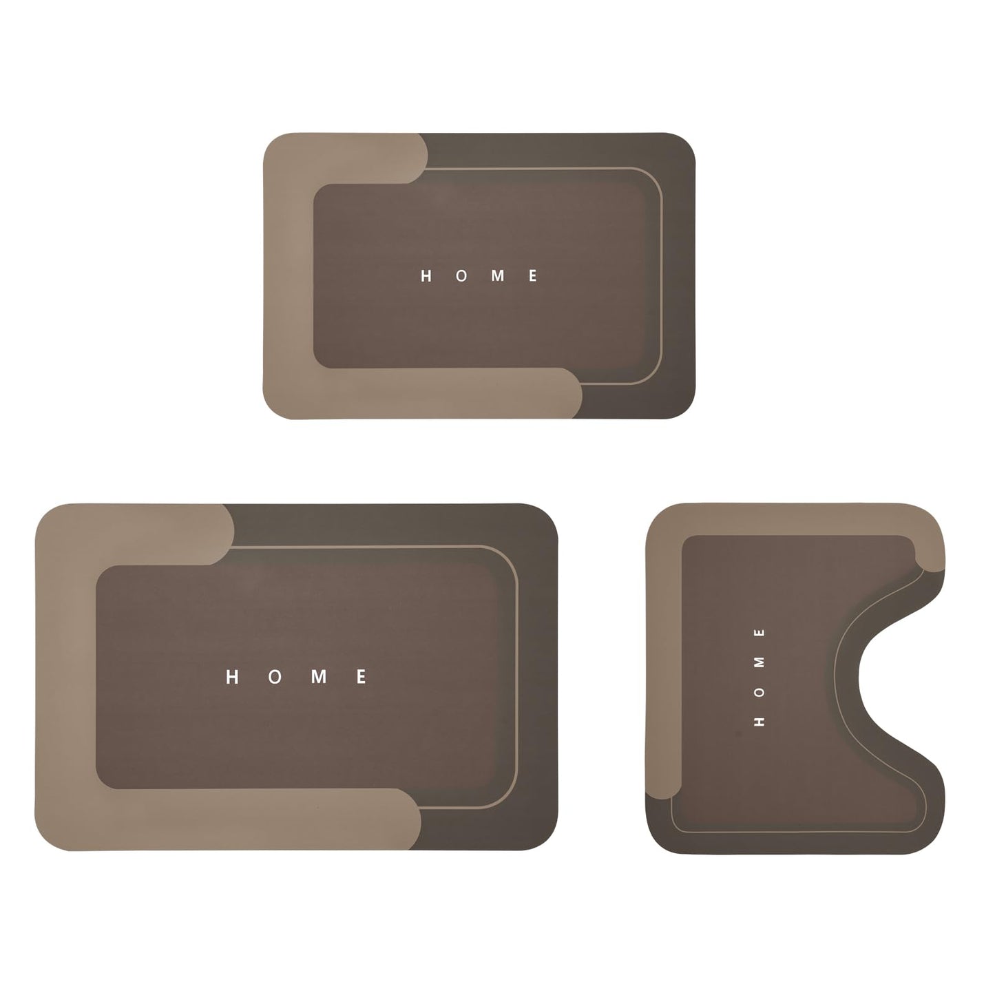 3-Piece Quick-Drying Absorbent Bathroom Mat Set with Non-Slip Rubber Backing