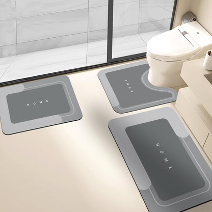 3-Piece Quick-Drying Absorbent Bathroom Mat Set with Non-Slip Rubber Backing