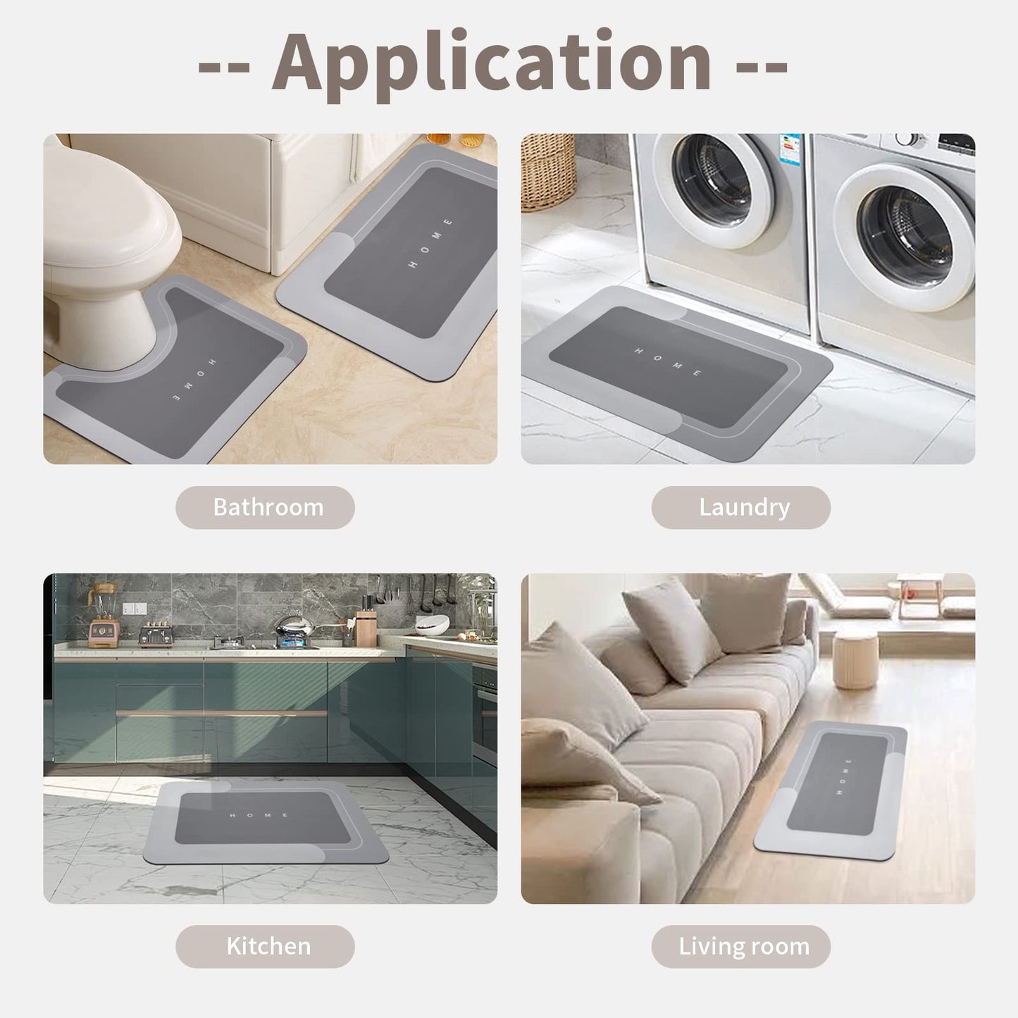 3-Piece Quick-Drying Absorbent Bathroom Mat Set with Non-Slip Rubber Backing