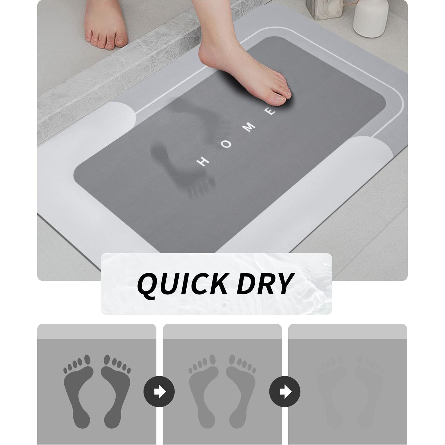 3-Piece Quick-Drying Absorbent Bathroom Mat Set with Non-Slip Rubber Backing