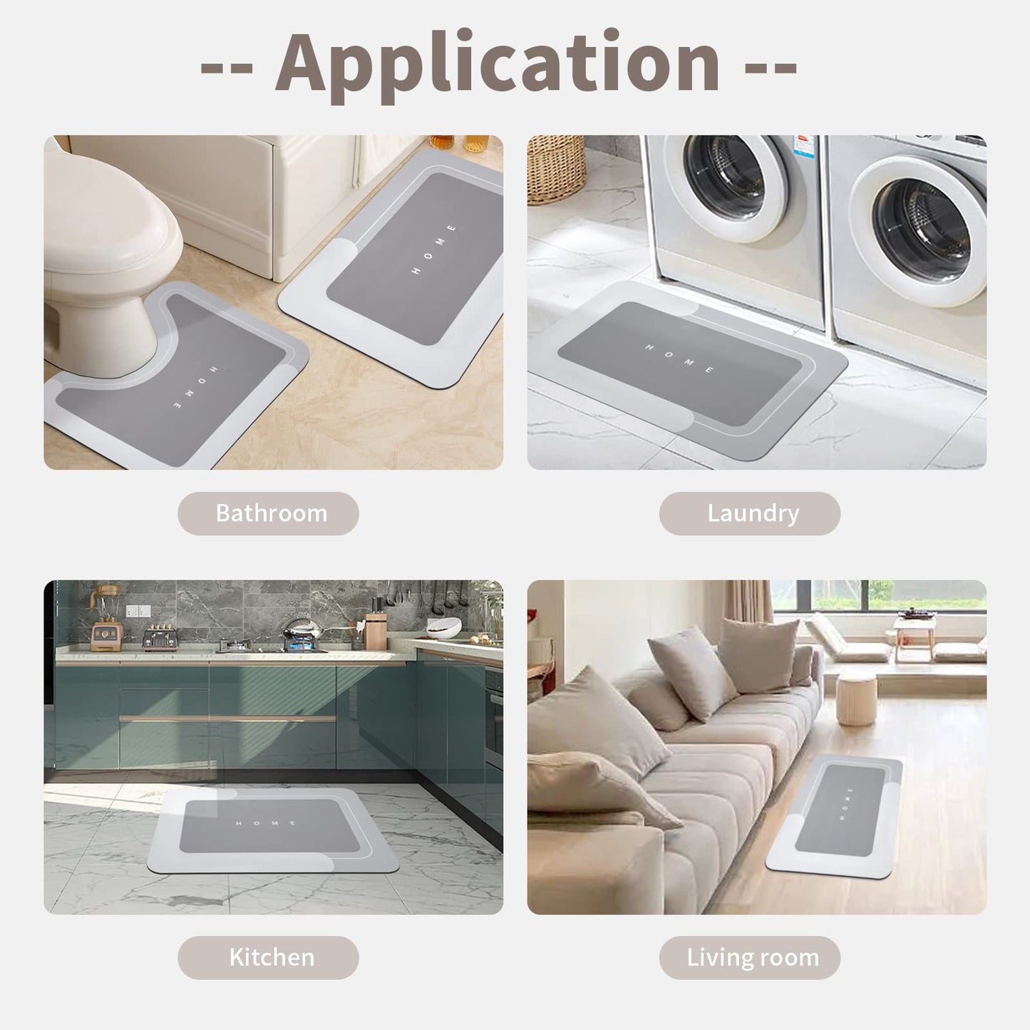3-Piece Quick-Drying Absorbent Bathroom Mat Set with Non-Slip Rubber Backing