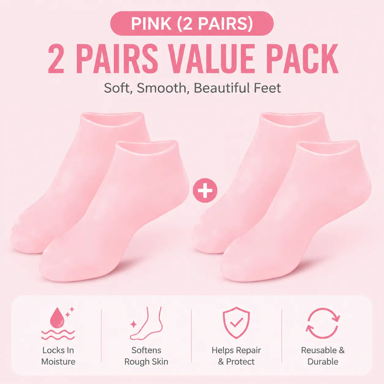 Reusable Silicone Foot Care Socks – Moisturizing Heel Mask Socks for Dry Cracked Feet, Soft Gel Foot Covers, Home Spa Pedicure Treatment
