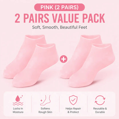 Reusable Silicone Foot Care Socks – Moisturizing Heel Mask Socks for Dry Cracked Feet, Soft Gel Foot Covers, Home Spa Pedicure Treatment