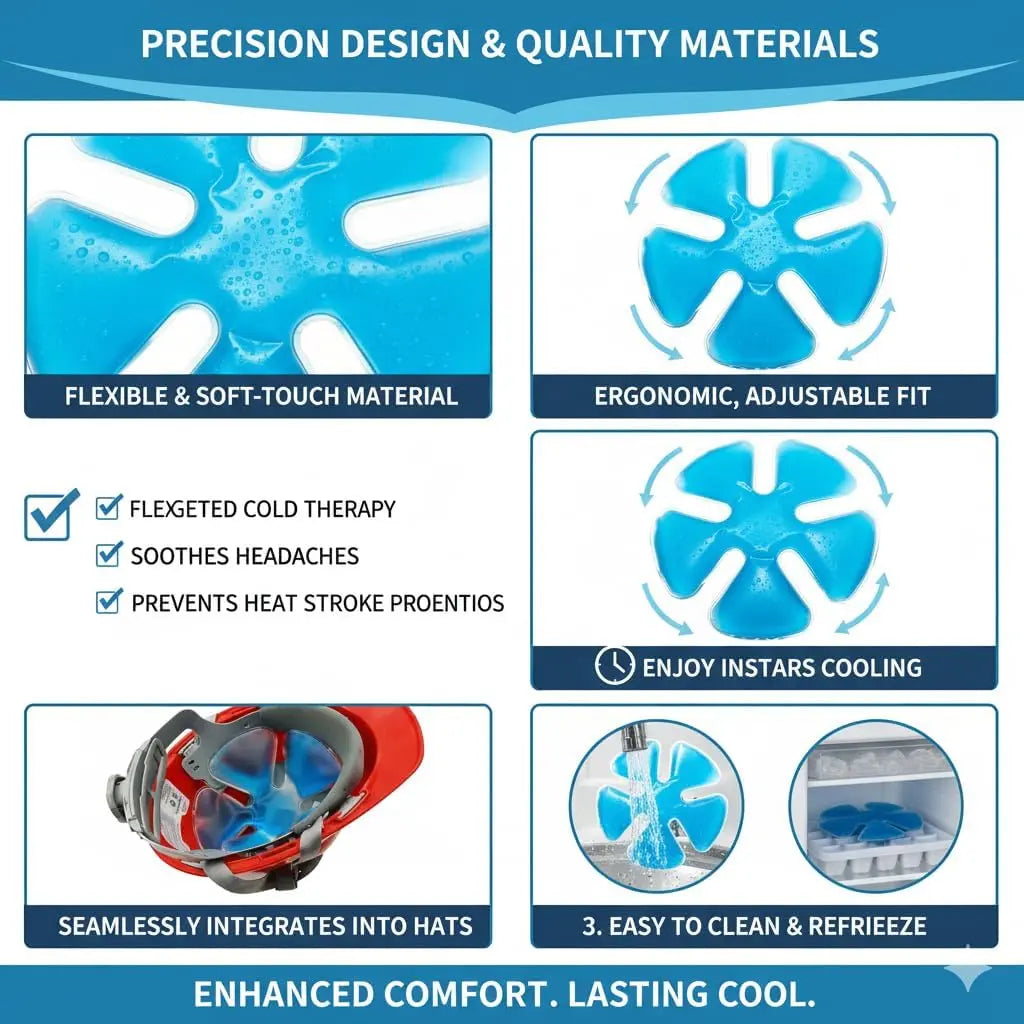 ❄️Reusable Cooling Gel Ice Packs❄️Cold Therapy Inserts For Hard Hats & Sun Hats
