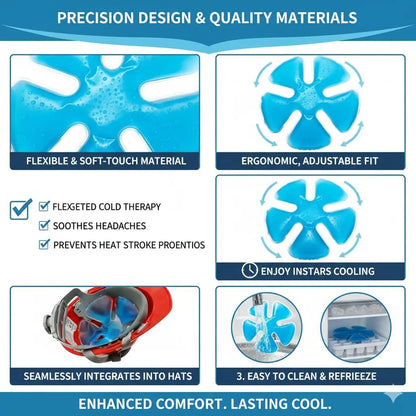 ❄️Reusable Cooling Gel Ice Packs❄️Cold Therapy Inserts For Hard Hats & Sun Hats