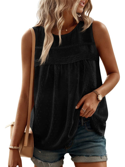 Tank Top for Women Loose Fit Sleeveless Crew Neck Camisole Tops Casual Swiss Dots Summer Cami Shirts Blouse