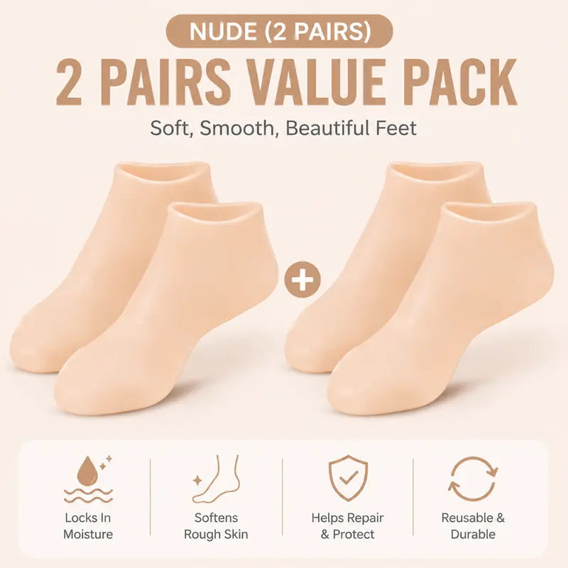 Reusable Silicone Foot Care Socks – Moisturizing Heel Mask Socks for Dry Cracked Feet, Soft Gel Foot Covers, Home Spa Pedicure Treatment