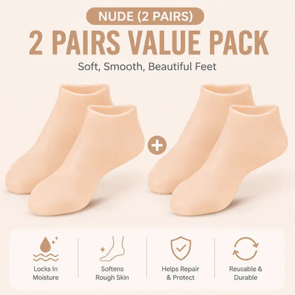 Reusable Silicone Foot Care Socks – Moisturizing Heel Mask Socks for Dry Cracked Feet, Soft Gel Foot Covers, Home Spa Pedicure Treatment